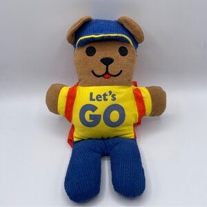 Johnson Backpack Bear Plush Lets Go Yellow Blue Corduroy Stuffed Animal VTG 11in